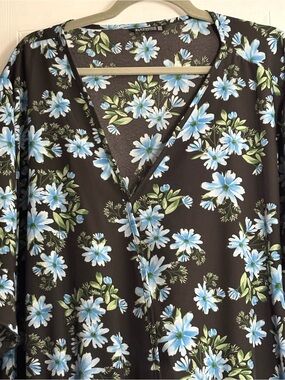 BloomChic Black Tunic with Light Blue Floral Print